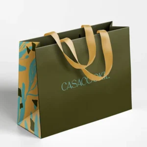 Custom Printed Kraft Paper Shopping Gift Bag with Logo and Luxury Handle for Clothing