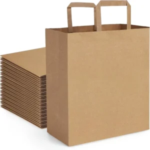 Custom Printed Kraft Paper Takeaway Gift Bags with Flat Handles