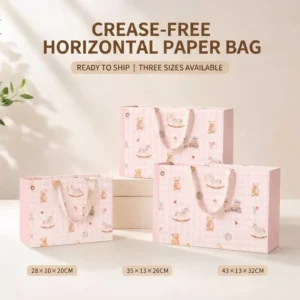 Custom Printed Logo Colored Kraft Paper Gift Bag with Ribbon Handles for Jewelry Packaging
