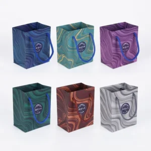 Custom Printed Paper Bag with Gold Foil Logo for Jewelry Store Packaging