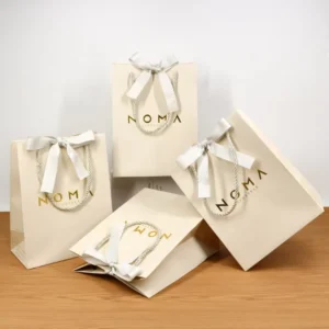 Custom Printed Paper Gift Bag with Ribbon Bows for Candle Packaging and Shopping