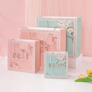 Custom Printed Paper Gift Bags with Handle for Birthday Party Jewelry Cosmetics and Clothing