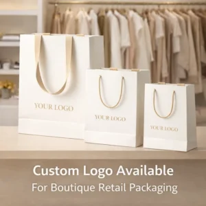 Custom Printed Paper Shopping Bags with Logo and Handles for Boutique Retail Packaging