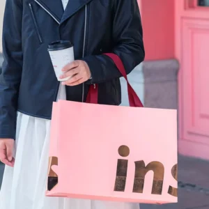 Custom Printed Pink Paper Gift Shopping Bags