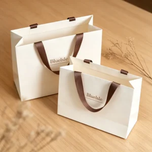 Custom Printed Ribbon Handle Luxury Cardboard Shopping Bags Durable Offset Printed Paperboard Gift Packaging for Clothes