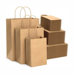 Custom Printed White Brown Kraft Gift Shopping Paper Bag With Handles