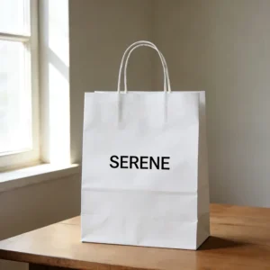 Custom Printed White Kraft Paper Gift Bag with Handles, Biodegradable