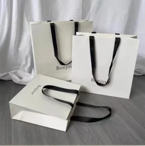 Custom Printed White Paper Shopping Bags with Logo