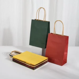 Custom Printed White and Brown Kraft Gift Shopping Paper Bags with Handles