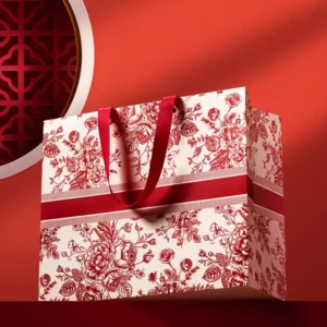 Custom Rose Paper Gift Bags for Wedding and Birthday Red Packaging for Clothing and Gifts