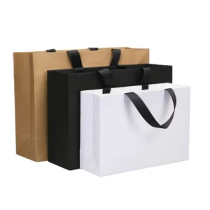 Custom Screen-Printed Recyclable Kraft Paper Gift Bags with Handles for Gift Packaging and Candles