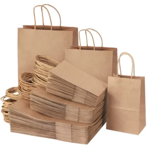 Custom Size Kraft Paper Gift Bag Brown Kraft Paper Bag with Handle for Business Shopping Food Bag Gifts