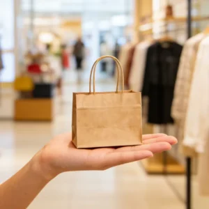 Custom Small Kraft Paper Gift Bags with Handles, Brown, Mini Size, for Party Favors and Business