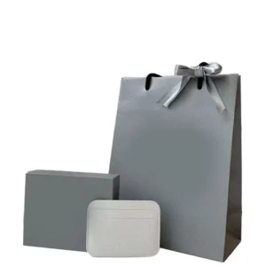 Custom Solid Color Kraft Paper Wedding Gift Bags with Handles and Ribbon