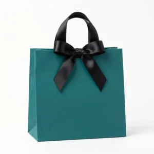 Custom Teal Recyclable Paper Gift Bag for Boutique, Wedding, and Retail Use