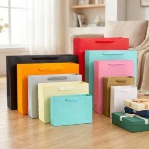 Custom Thick Recycled Cardboard Gift Bag with Reinforced Flat Handle Magnetic Closure for Retail