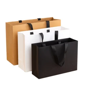 Custom White Cardboard Shopping Bag With Ribbon, Manufacturer