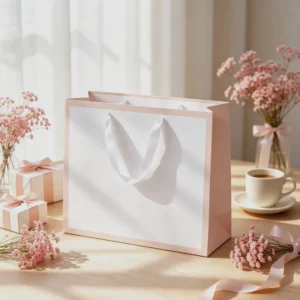 Custom Your Own Logo Printed Recyclable Luxury Paper Bags Packaging Clothing Shopping Paper Bag With White Ribbon Handle