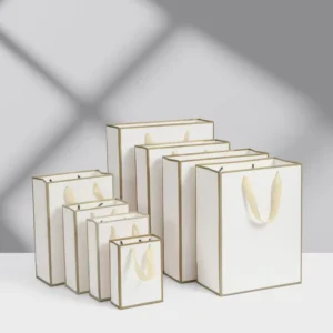 Customizable Art Paper Gift Bag with Lamination and Ribbon Handles for Gifts and Clothing