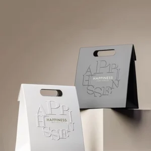 Customizable White Card Paper Shopping Bags, Recyclable and Durable, Various Sizes for Retail Packaging