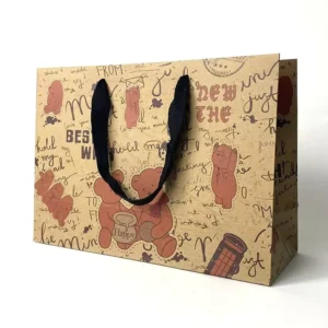 Customized Eco Friendly Kraft Paper Gift Bag with Cotton Rope Handle Biodegradable Recyclable for Holiday Celebrations Shopping
