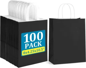 Customized Kraft Paper Gift Bags with Handles, Personalized Logo