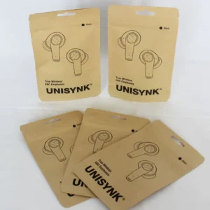 Customized Kraft Paper Stand-Up Pouch Zipper Headphone Packaging Bag for Electronic Accessories