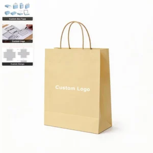 Customized Logo Luxury Paper Gift Shopping Bag with Ribbon Handle