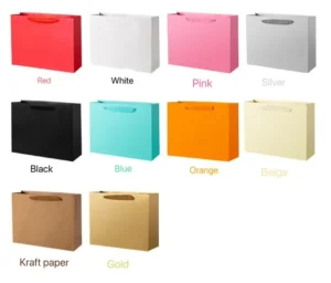 Customized Printed Gift Paper Shopping Bags with Ribbon Handles for Small Business Clothing and Candle Packaging