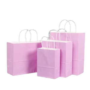 Customized Recyclable Kraft Paper Gift Bags with Handles and Embossed Logo