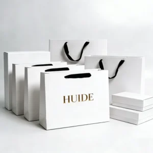 Customized White Card Paper Jewelry Gift Bags With Logo For Business And Exhibitions