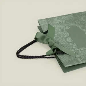 Dark Green Gift Bag with Full-Color Printing for Jewelry, Cosmetics, Shopping, and Clothing Packaging