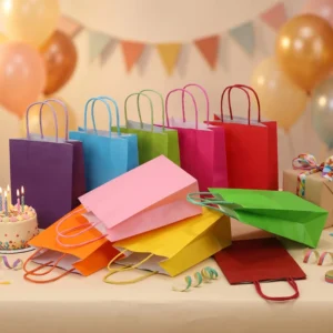 Durable Disposable Kraft Brown Paper Bags with Embossed Handles, Bulk Mixed Sizes for Clothing and Sock Packaging, Cardboard