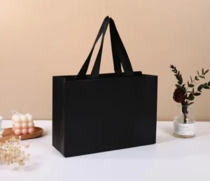Eco-Friendly Gift Bag with Silk Screen Printed Logo, Cotton Rope Handle, Custom Packaging Tote for Food