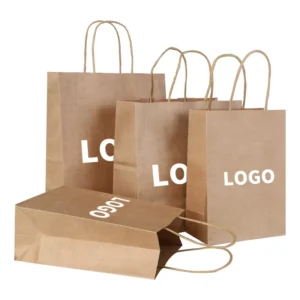 Eco-Friendly Kraft Paper Gift Bag with Twisted Handles, Custom Logo and Size