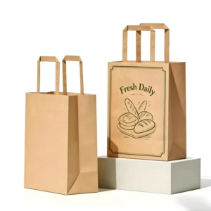 Eco Friendly Natural Paper Carry Bag Reusable Durable Structure Tear Resistant Greaseproof Recyclable Biodegradable