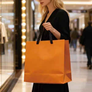 Eco-Friendly Paper Shopping Bags with Custom Logo and Ribbon Handles for Clothing and Gifts