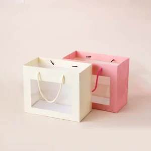 Eco-Friendly Printed Paper Gift Bags with Window for Birthday Gifts