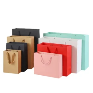 Eco-Friendly Recyclable Disposable 260g Brown Kraft Paper Carrier Bag for Clothing and Shoes with Hot Stamping
