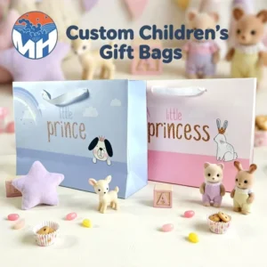 Eco-Friendly Recyclable Kraft Paper Gift Bags with Custom Foil Printing and Ribbon Handles