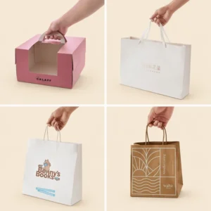 Eco-Friendly Recyclable White Paper Gift Bags with Cotton Rope Handles and Custom Logo