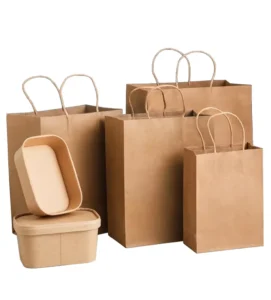 Eco Friendly Recycled Brown Food Takeaway Packaging Craft Paper Bag Shop Gift Shopping Brown Kraft Paper Bag with Handle