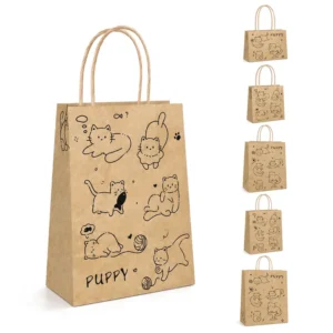 Eco-Friendly Recycled Brown Kraft Paper Gift Bags with Lamination for Party Favors and Snack Packaging