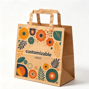 Eco Recyclable Brown Paper Bags with Handles Custom Logo Paper Twisted Handle for Clothing Coffee Shop Daily Gift Packaging