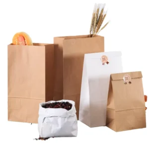 Eco Recycled Brown Kraft Paper Takeaway Bag For Roasted Food & Confectionery