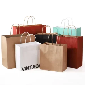 Factory High Quality Kraft Paper Bags Carrying Bag Print With Handles China Customized