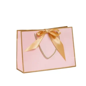 Factory Recyclable Kraft Paperboard Gift Packaging Bag with Square Bottom for Jewelry and Clothing