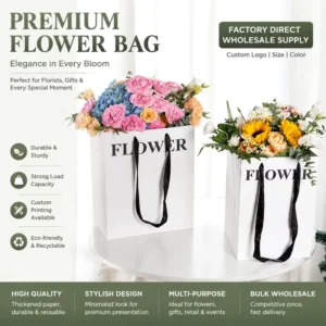 Floral Biodegradable Thickened Paper Packaging Bag for Mother’s Day, Birthday, and Valentine’s Day Gifts