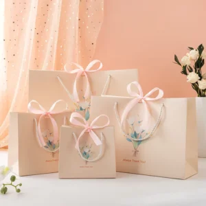 Flower Fairy Mothers Day Teachers Birthday Gift Bag Party Favor Offset Printed Hand drawn Original Bow Knot White Cardboard Tote