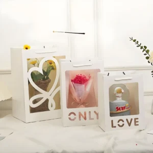 Flower Handbag Kraft Paper Bouquet Packaging Bag Flower Packaging Box Valentine’s Day Flower Shop Supplies